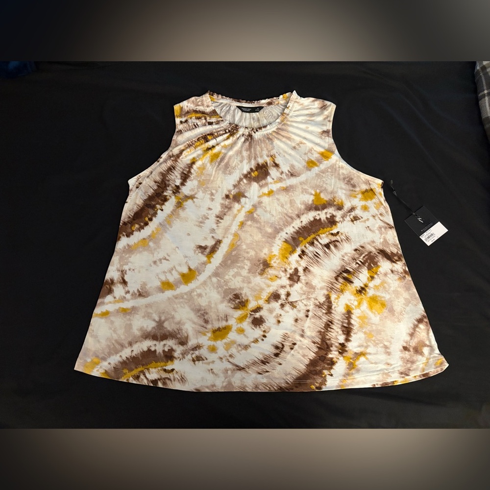 Women’s Simply Vera Vera Wang Brown and Yellow Tie-Dye sleeveless top in size XL